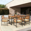 7 PCS Patio Dining Set with Acacia Wood Table and Cushions - Estalios