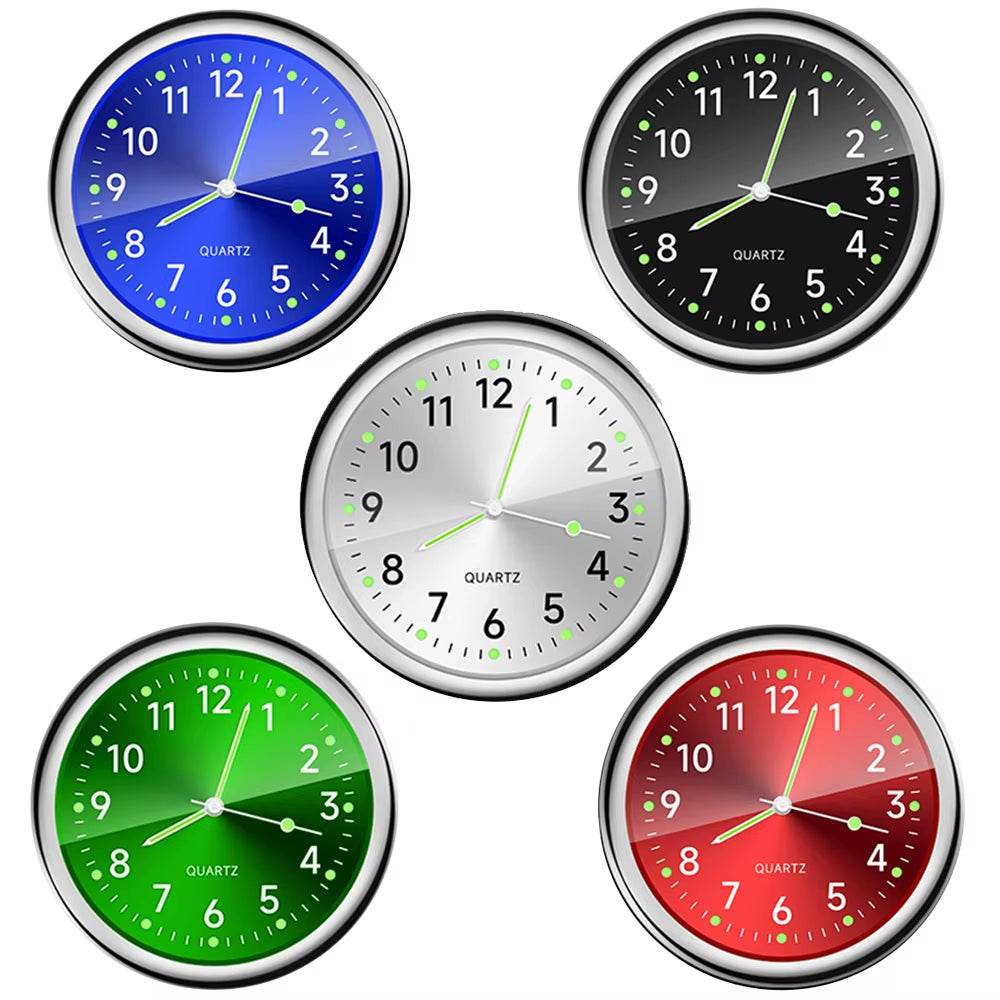 Luminous Mini Car Clock Stick-On Quartz Auto Accessories - Estalios