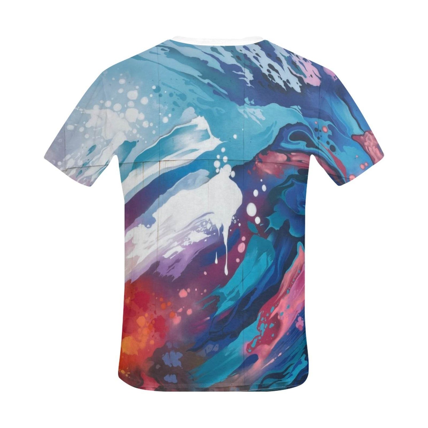 Men's All Over Print T-shirt with Solid Color Collar - Estalios