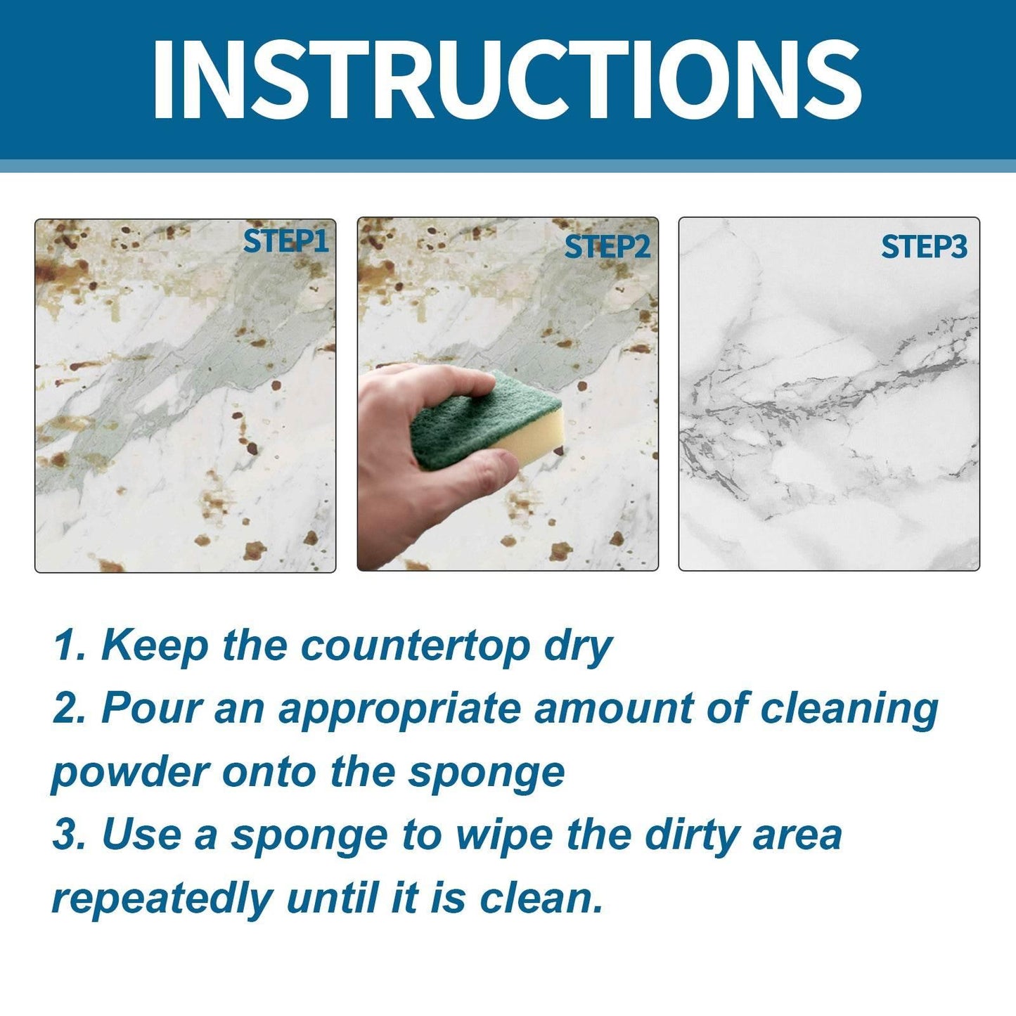 Stones Cleaning Powder for Kitchen Countertop Marble Stain Removal - Estalios