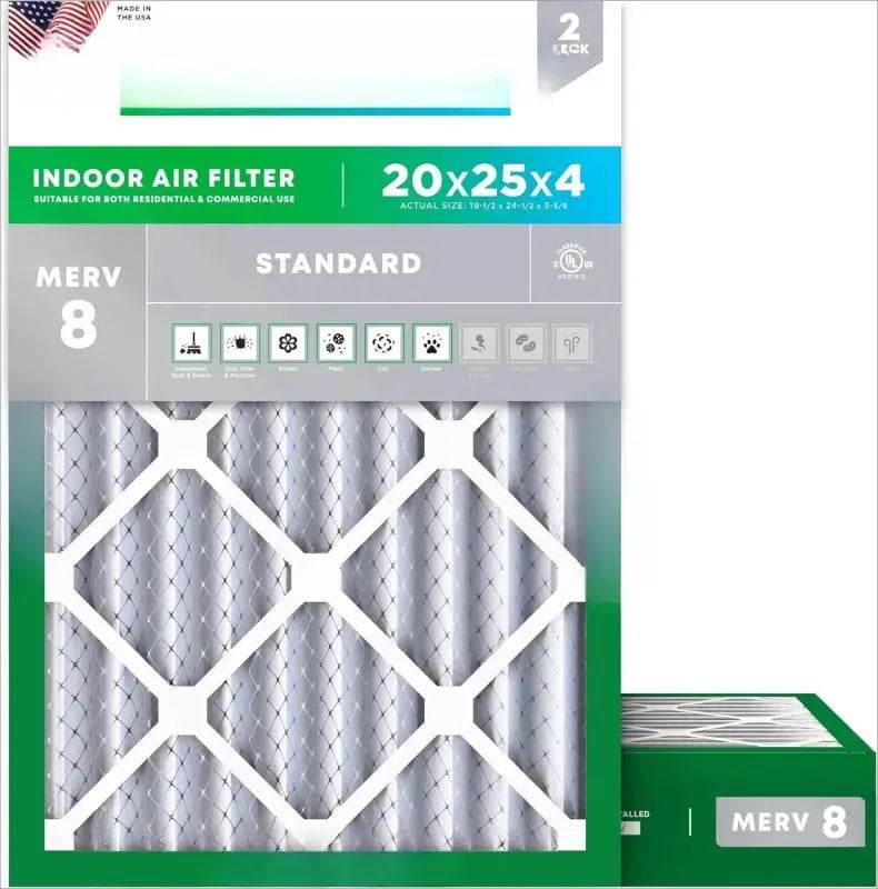 8 Dust Defense (2-Pack) Pleated HVAC Air Filters Replacement - Estalios