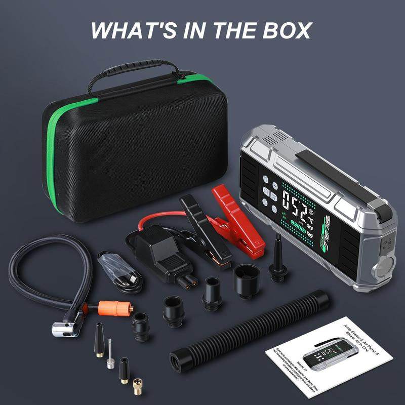 7-In-1 10000A Car Jump Starter with Air Compressor Tools - Estalios