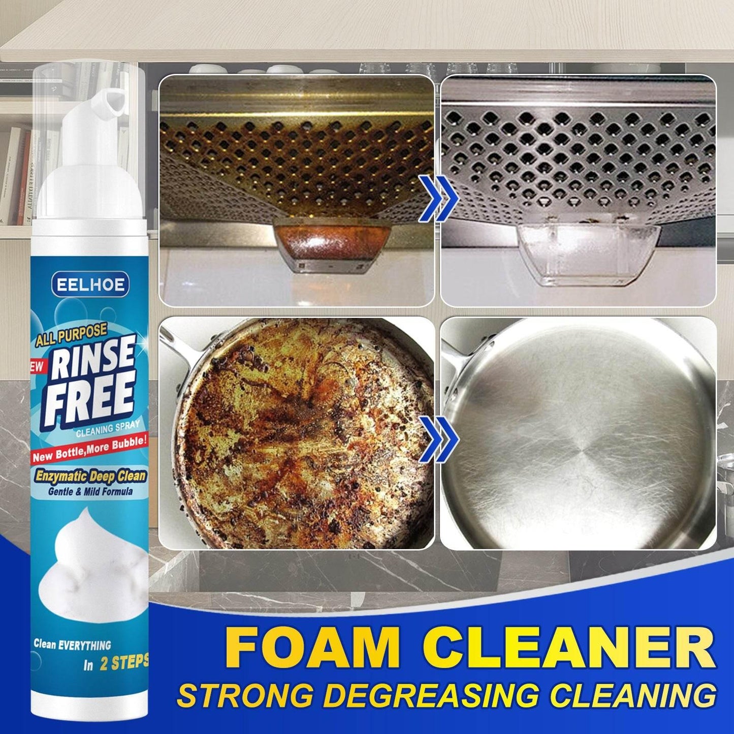 Heavy Grease Kitchen Foam Cleaner for Stove Hood and Utensils - Estalios