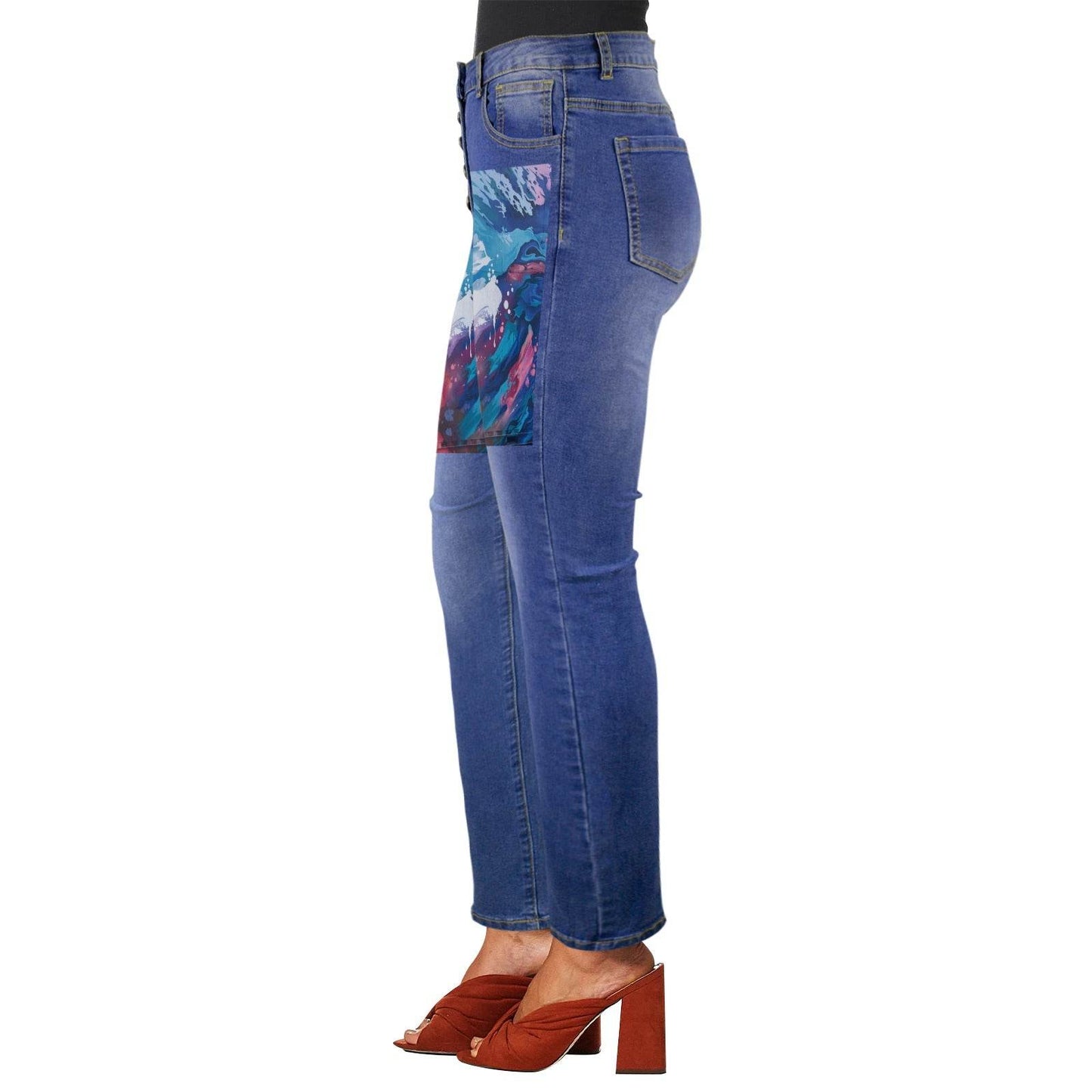 Women's Jeans with Front Printing Made in USA Ships Only - Estalios