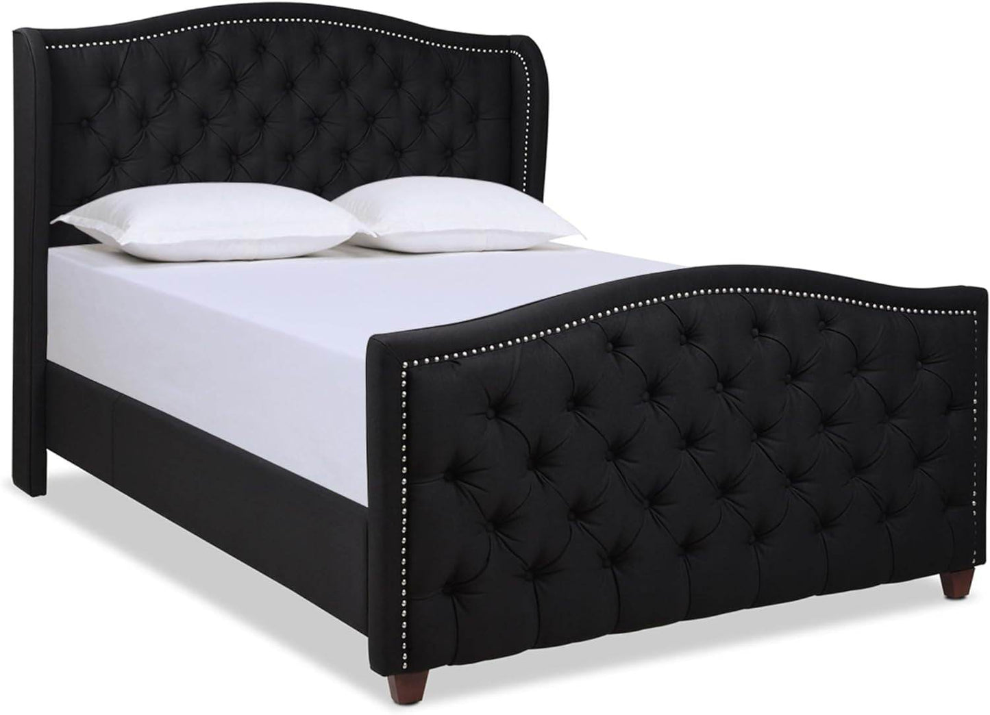 Marcella Upholstered Shelter Headboard Bed Set, Queen Size - Estalios