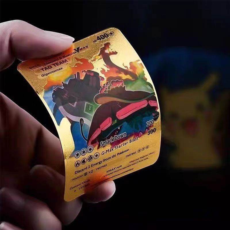 Pokémon Gold Card Pikachu Spitfire Dragon VMAX PTCG Flash Card - Estalios