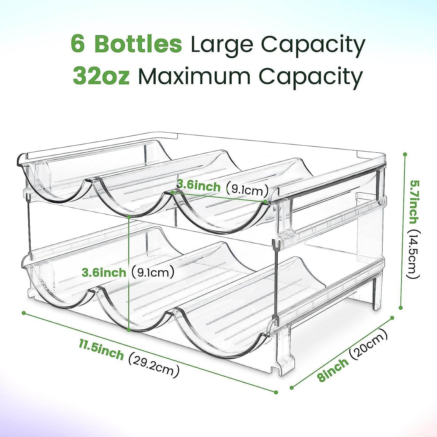 Stackable Water Bottle Organizer for Cabinet - 2 Packs - Estalios