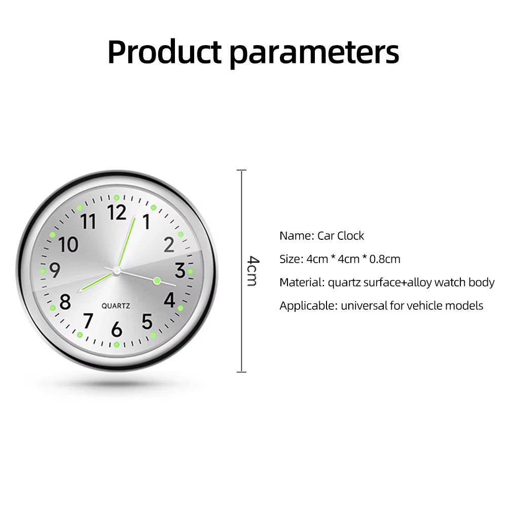 Luminous Mini Car Clock Stick-On Quartz Auto Accessories - Estalios