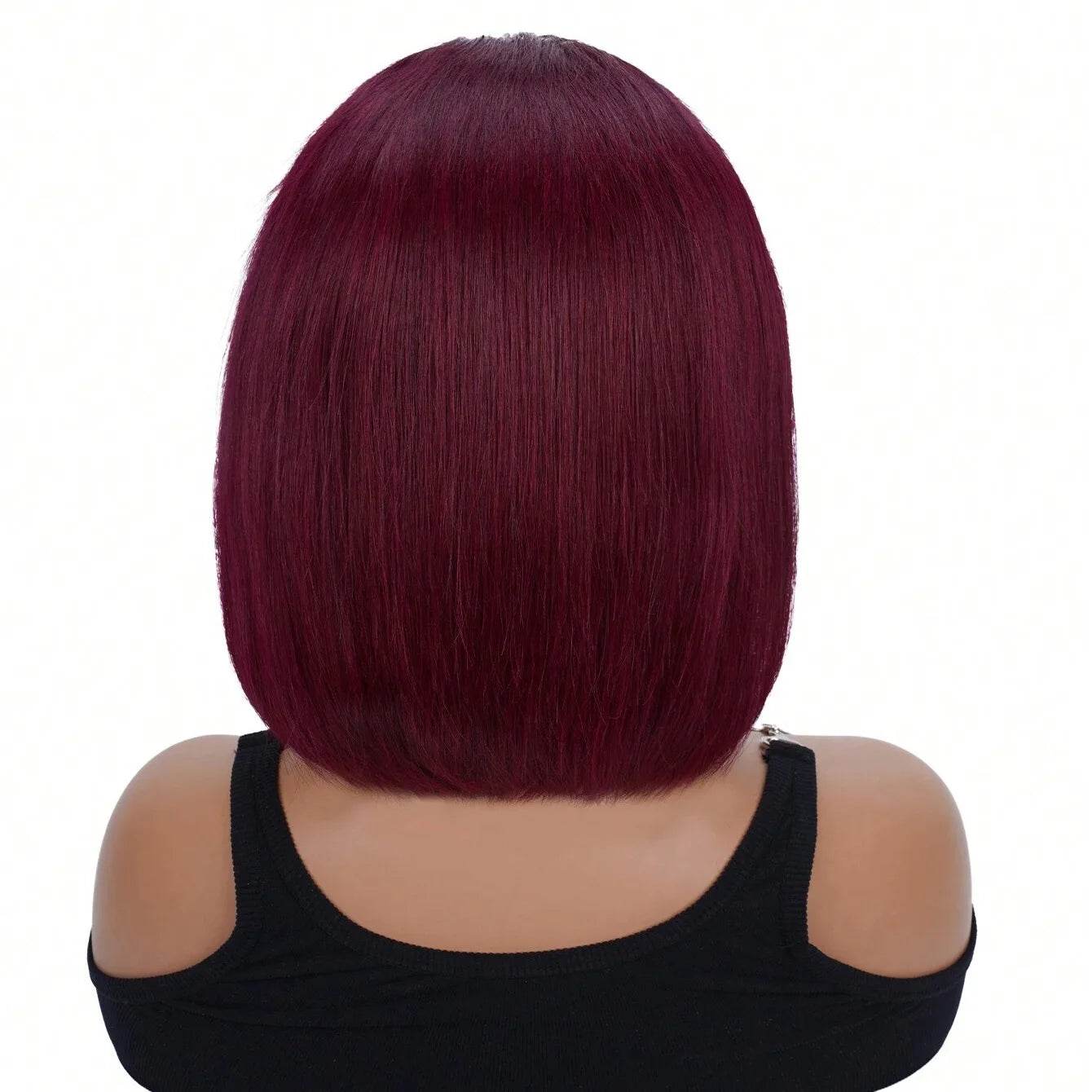7x5 Glueless Bob Wig 99J Burgundy Straight Human Hair - Estalios