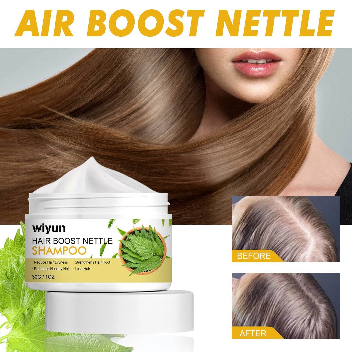 WIYUN Hair Boost Nettle Shampoo for Deep Cleansing Care - Estalios
