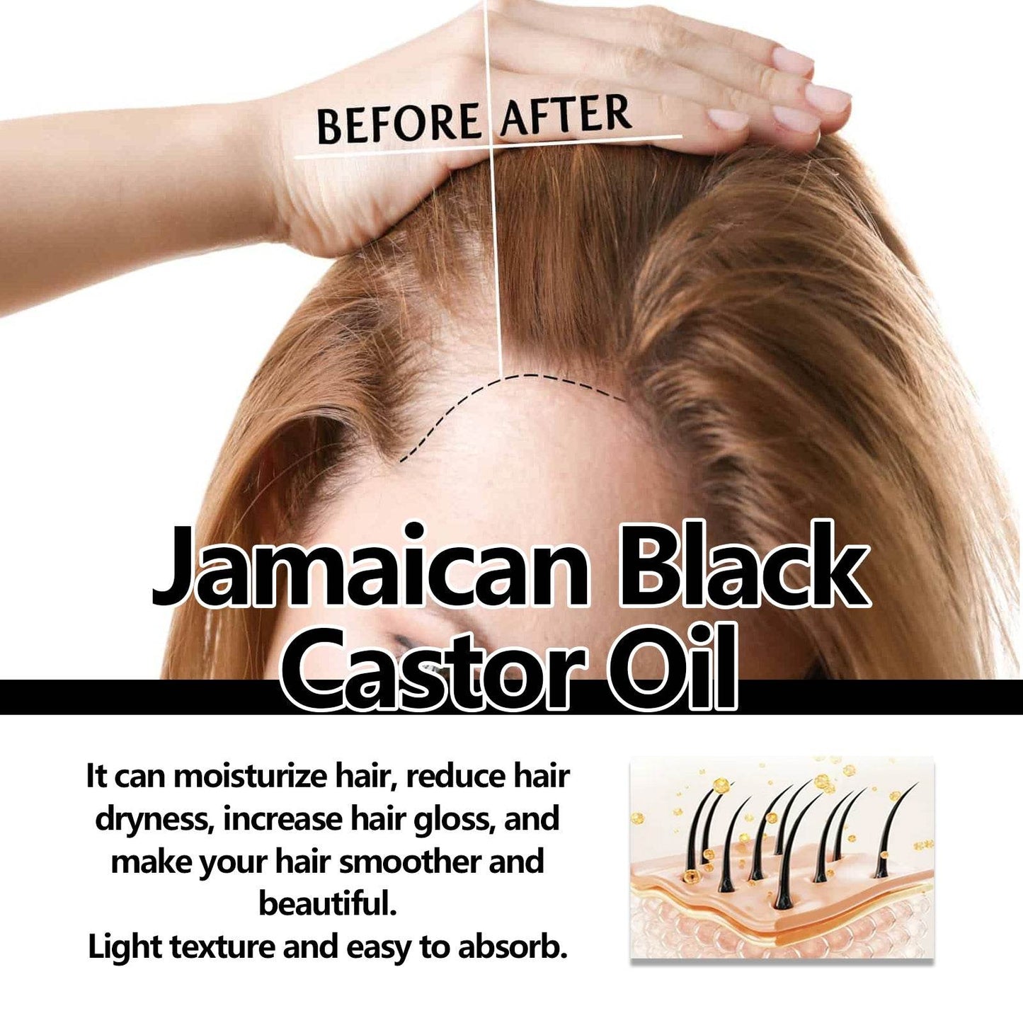 Jamaican Black Castor Oil, Moisturize Scalp And Prevent Dry Hair Thick And Solid Hair Beautiful And Shiny Easy To Absorb Essential Oils - Estalios