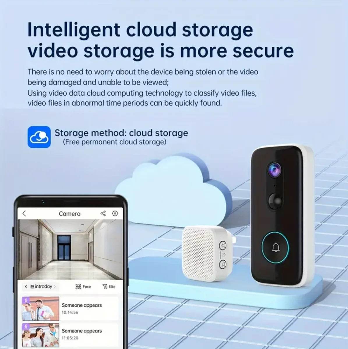 2K Wireless Doorbell Camera with HD Night Vision and Intercom - Estalios