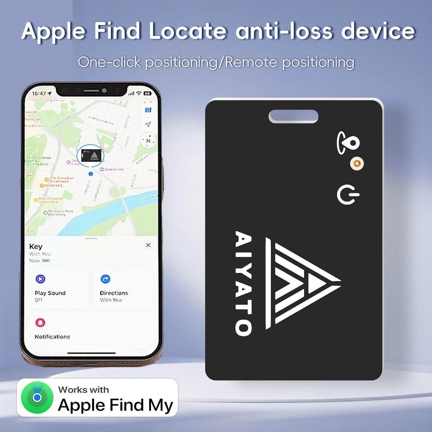AIYATO Anti-Lost Device Ultra-Thin Card AirTag Locator - Estalios