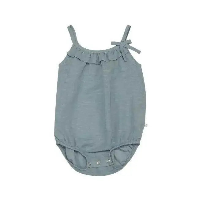 Blue Hemp Frilled Romper for Babies - Soft Organic Comfort - Estalios