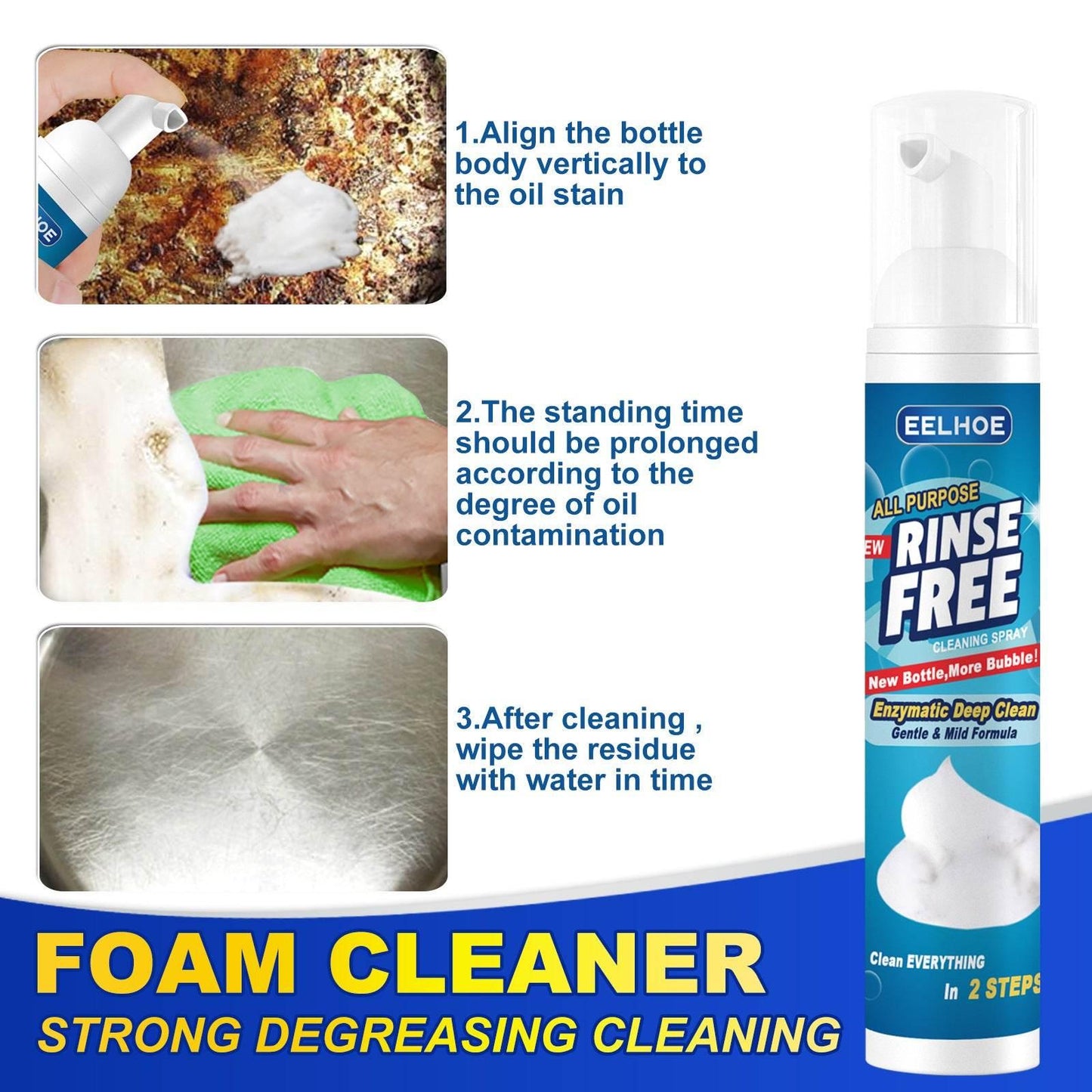 Heavy Grease Kitchen Foam Cleaner for Stove Hood and Utensils - Estalios