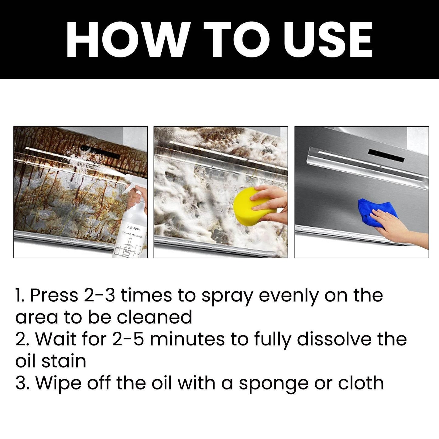 Heavy Oil Foam Cleaner for Kitchen Stove Range Hood Oil Removal - Estalios