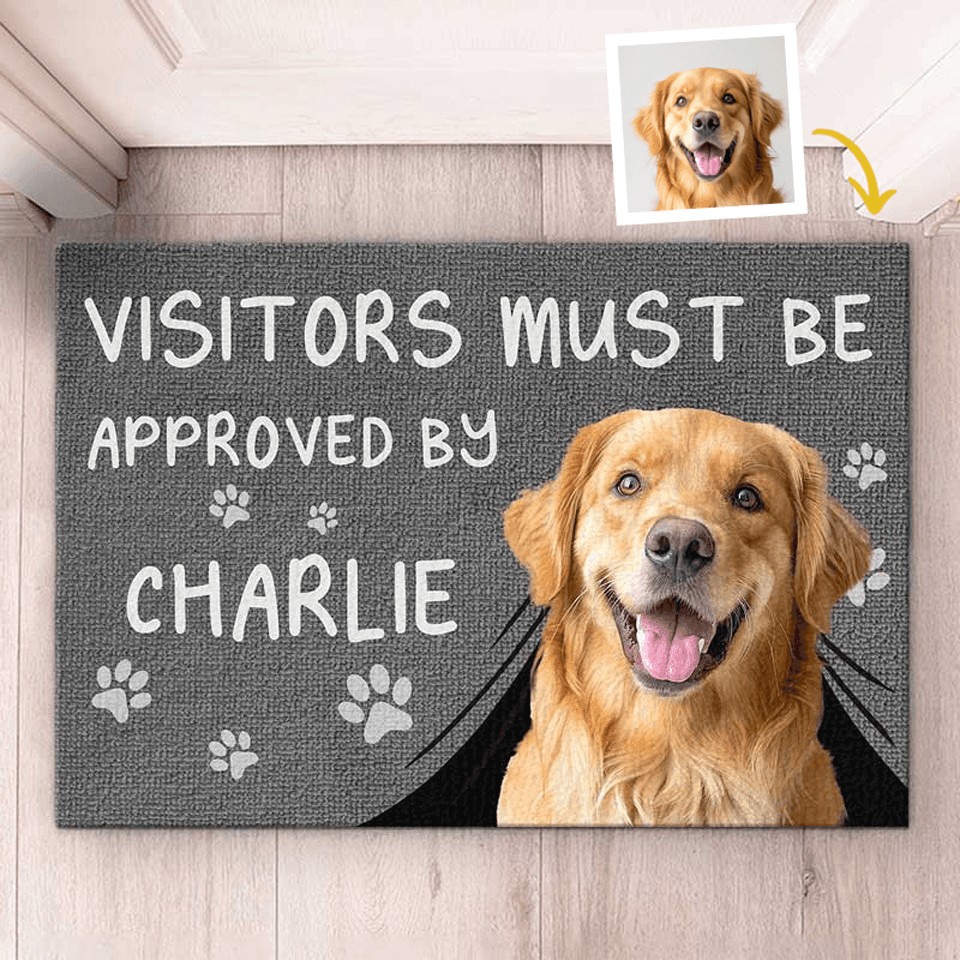 Custom Photo Dog Approval Mat - Personalized Home Decor - Estalios
