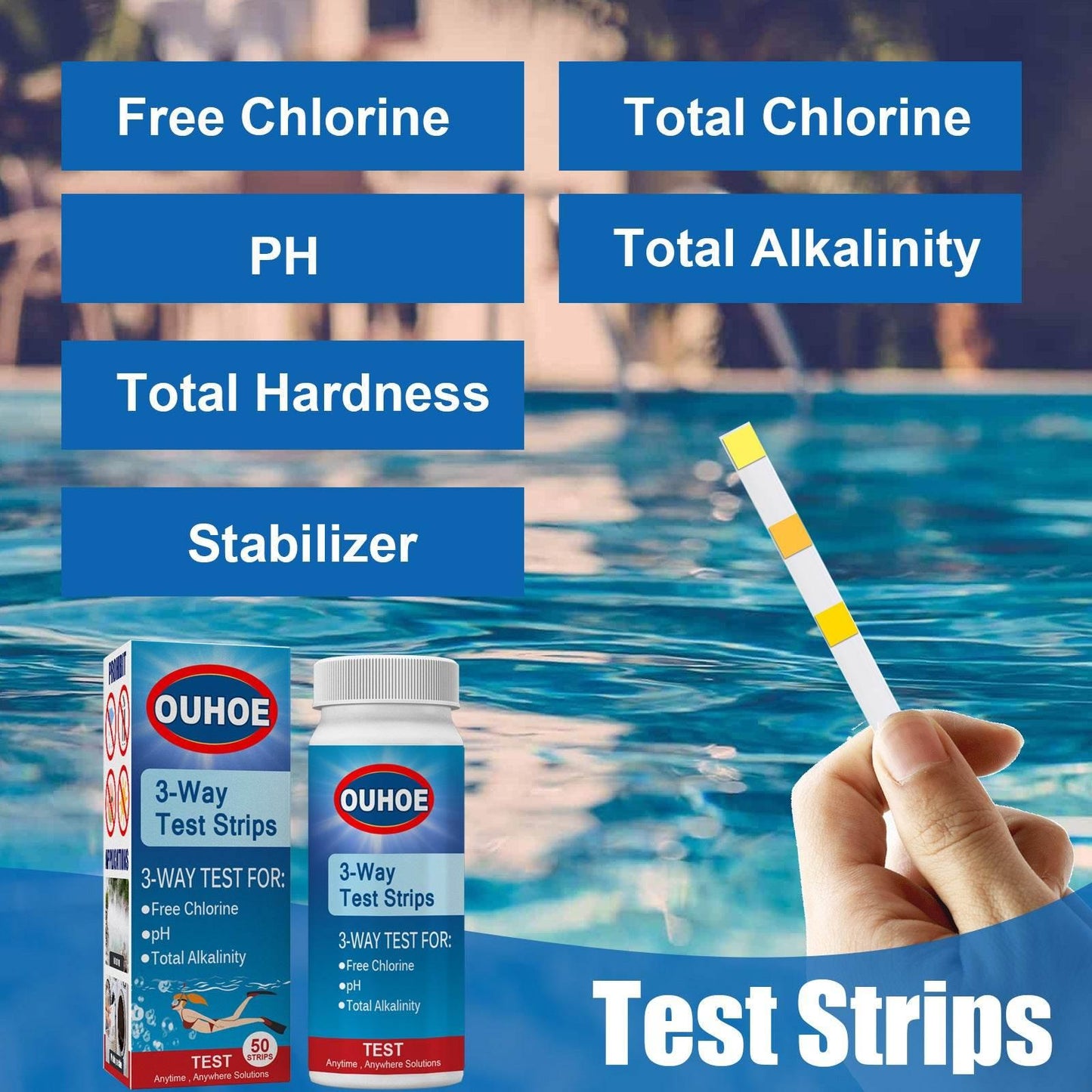 3-In-1 Ph Test Strip for Pool Water Quality and Alkalinity - Estalios