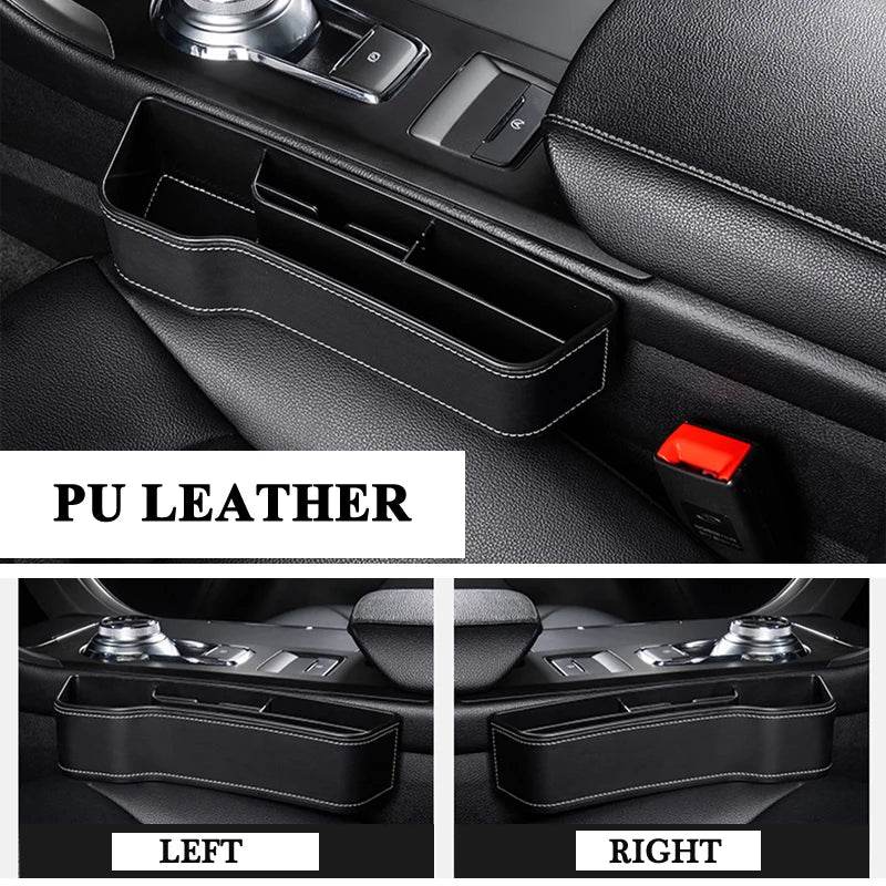 PU Leather Car Seat Gap Box Organizer with Cup Holder - Estalios