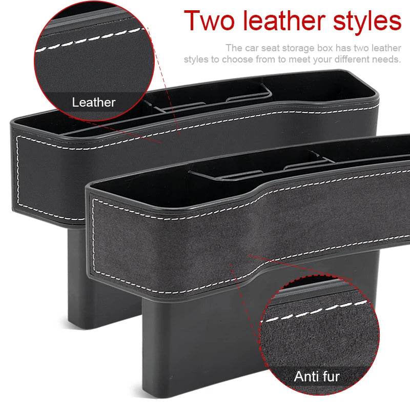 PU Leather Car Seat Gap Organizer with Cup Holder Tidy - Estalios