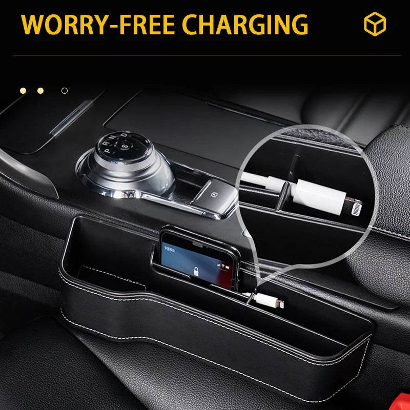 PU Leather Car Seat Gap Organizer with Cup Holder Tidy - Estalios