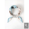 Light Blue Floral Printed Silky Square Scarf for Elegance - Estalios