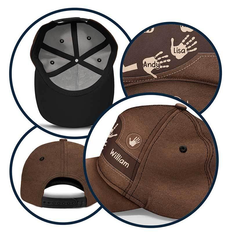 Personalized Classic Cap with Grandpa Dad Kids Handprints - Estalios