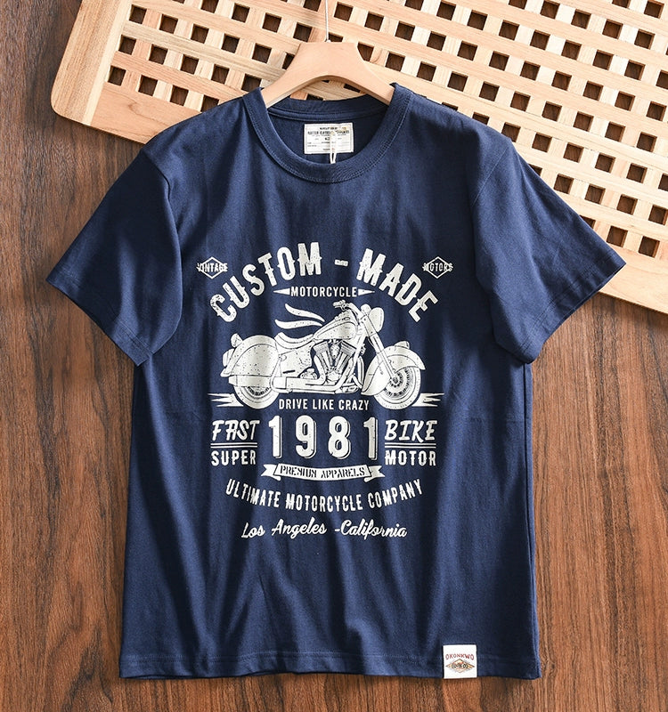 Heavy Men's Print Casual Round Neck Short Sleeve T-shirt