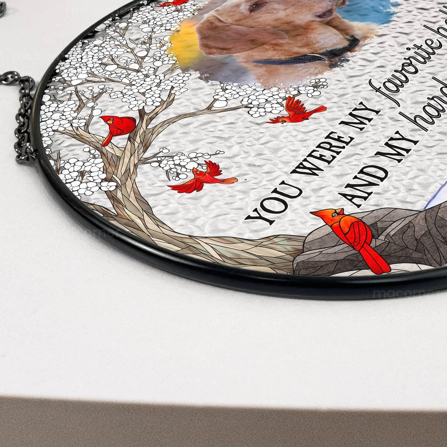 Pet Loss Personalized Photo Stained Glass Suncatcher - Estalios