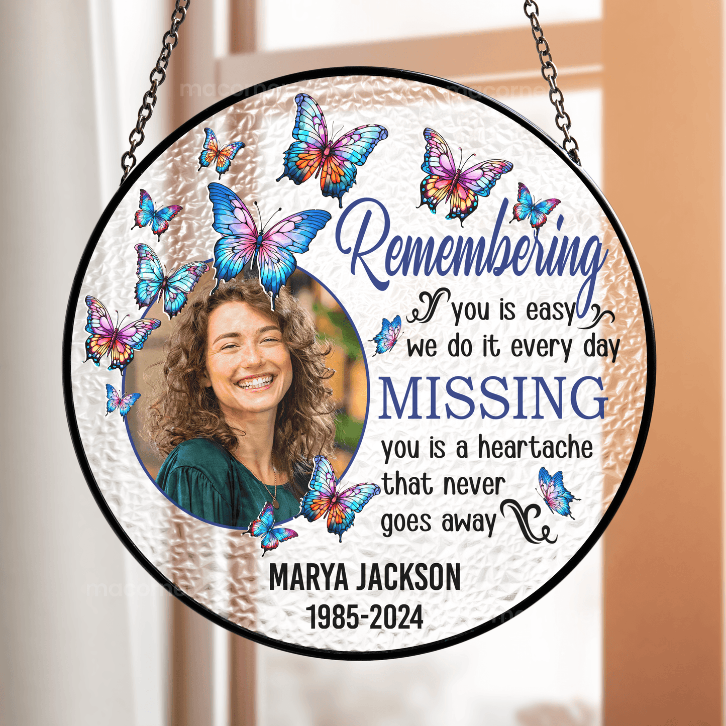 Remembering You - Personalized Stained Glass Suncatcher - Estalios