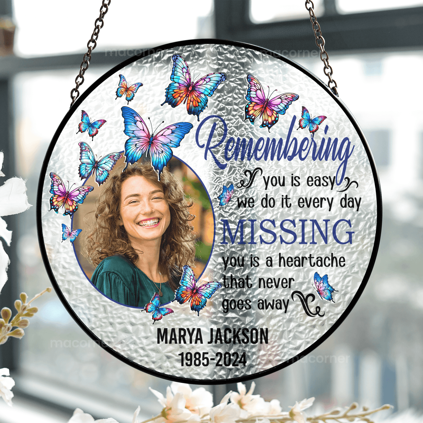 Remembering You - Personalized Stained Glass Suncatcher - Estalios