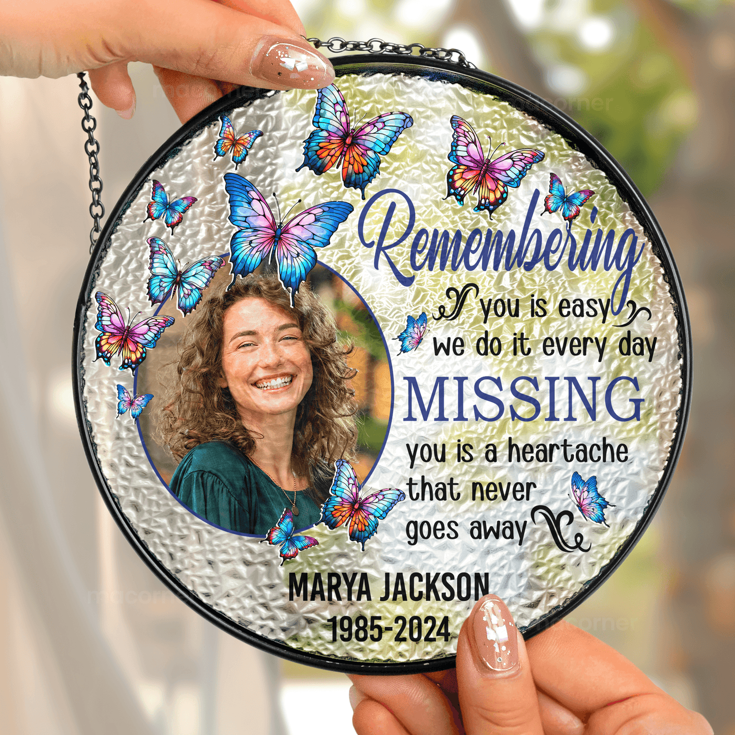 Remembering You - Personalized Stained Glass Suncatcher - Estalios