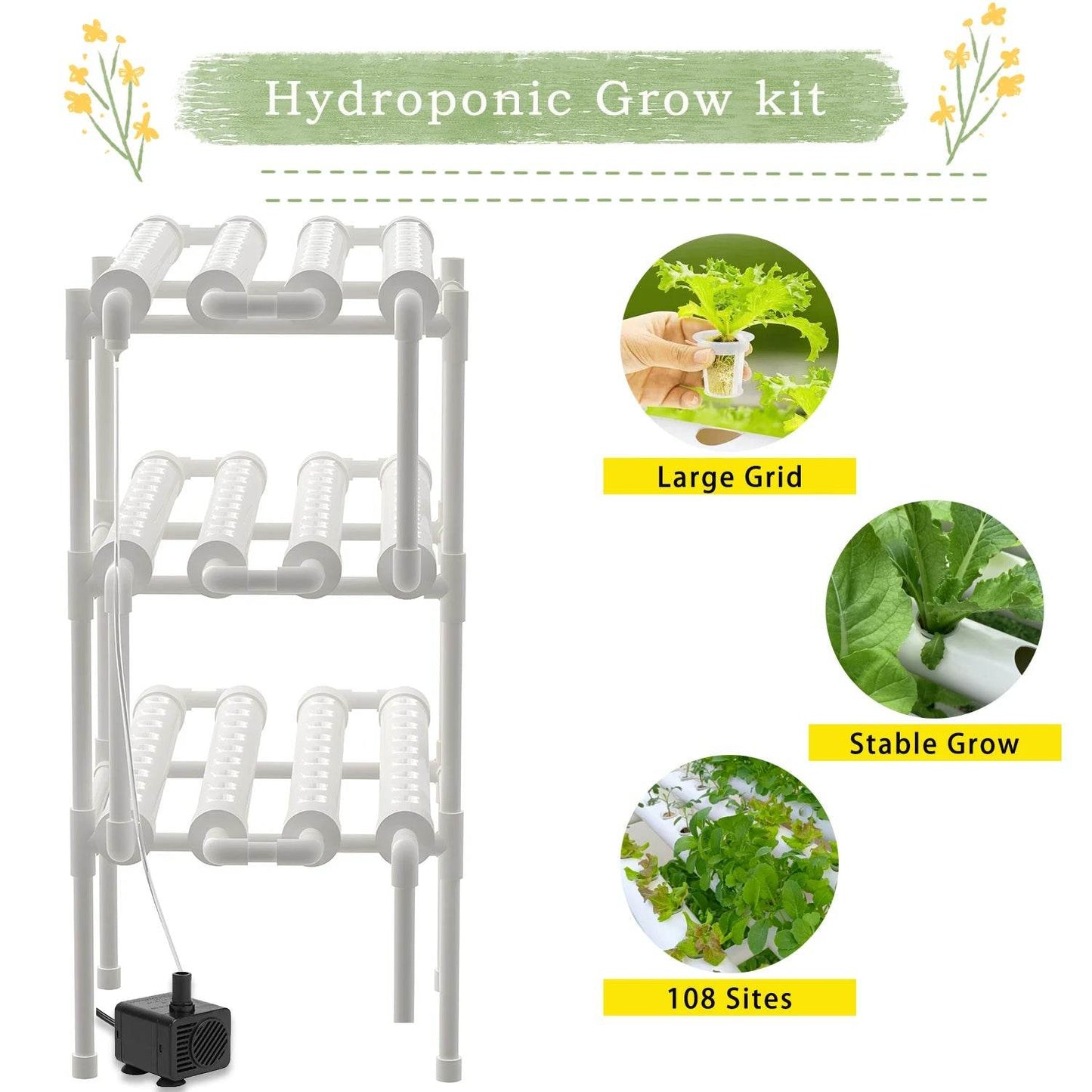 Hydroponics Growing System Kit for Vegetables and Herbs - Estalios