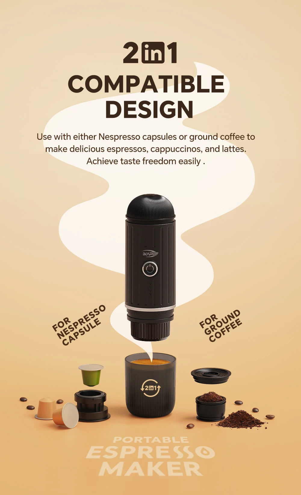 Portable Electric Espresso Maker for Hot or Cold Coffee