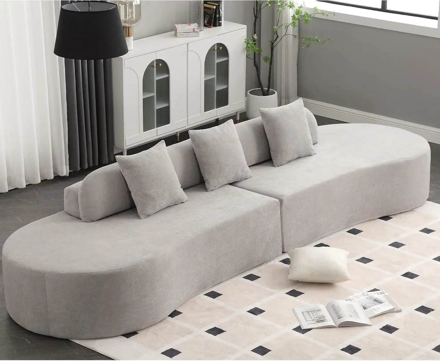 130.5'' Modern Cloud Sofa Couch with 3 Comfy Pillows - Estalios