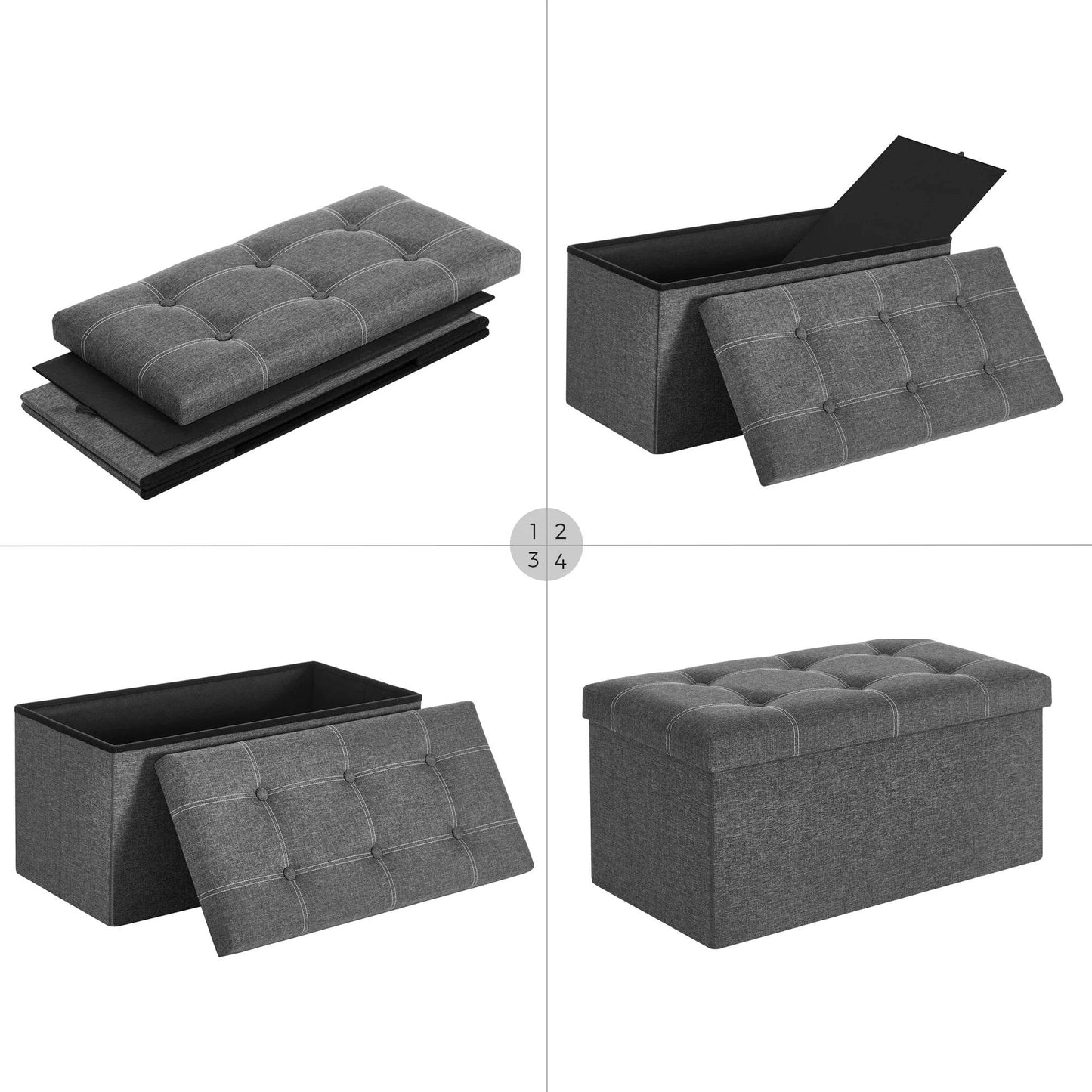 Ottoman Storage Bench, 21 Gal. Folding Chest for Living Room - Estalios