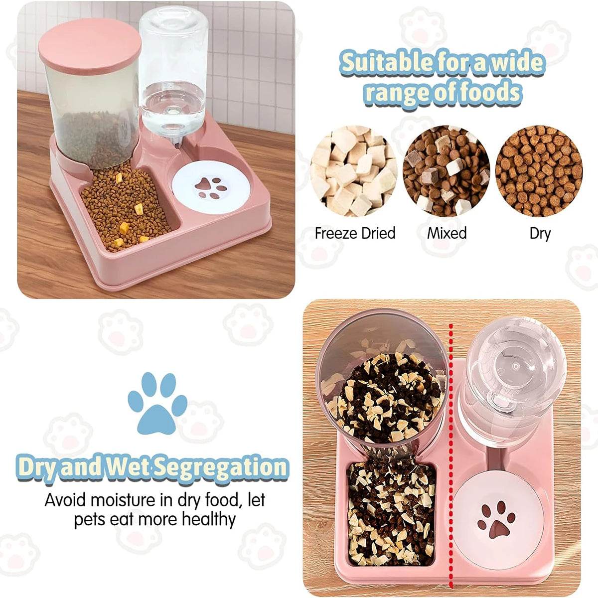 Automatic Cat Feeder Water Dispenser Set 2 In 1 Tilted Feeder - Estalios