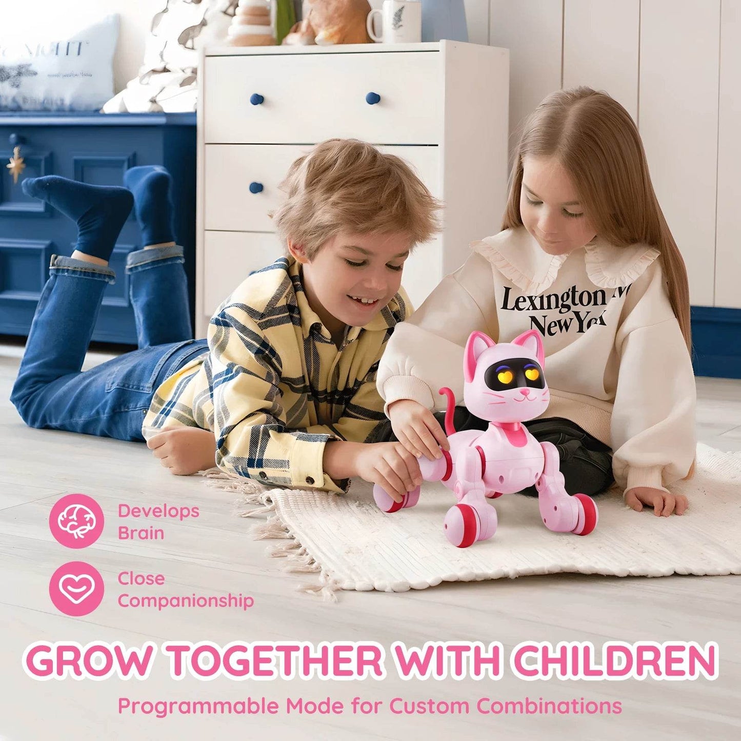 VEVOR Intelligent Remote Control Robot Cat Electronic Stunt Voice Command Programmable Touch-sense Music Song Children's Toys - Estalios