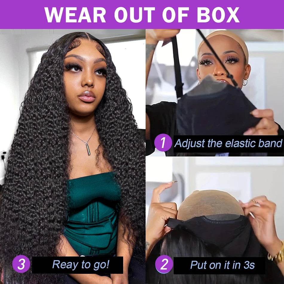 250 Density 13x6 13x7 HD Transparent Lace Frontal Wig 30 40 Inch Deep Wave 6x6 Closure Glueless Wig Human Hair 13x4 Curly Wigs - Estalios