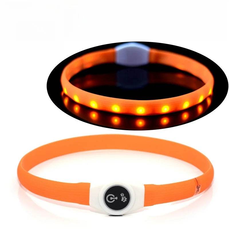 LED Luminous Dog Collar Waterproof USB Light for Night Safety - Estalios