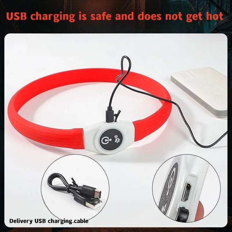 LED Luminous Dog Collar Waterproof USB Light for Night Safety - Estalios