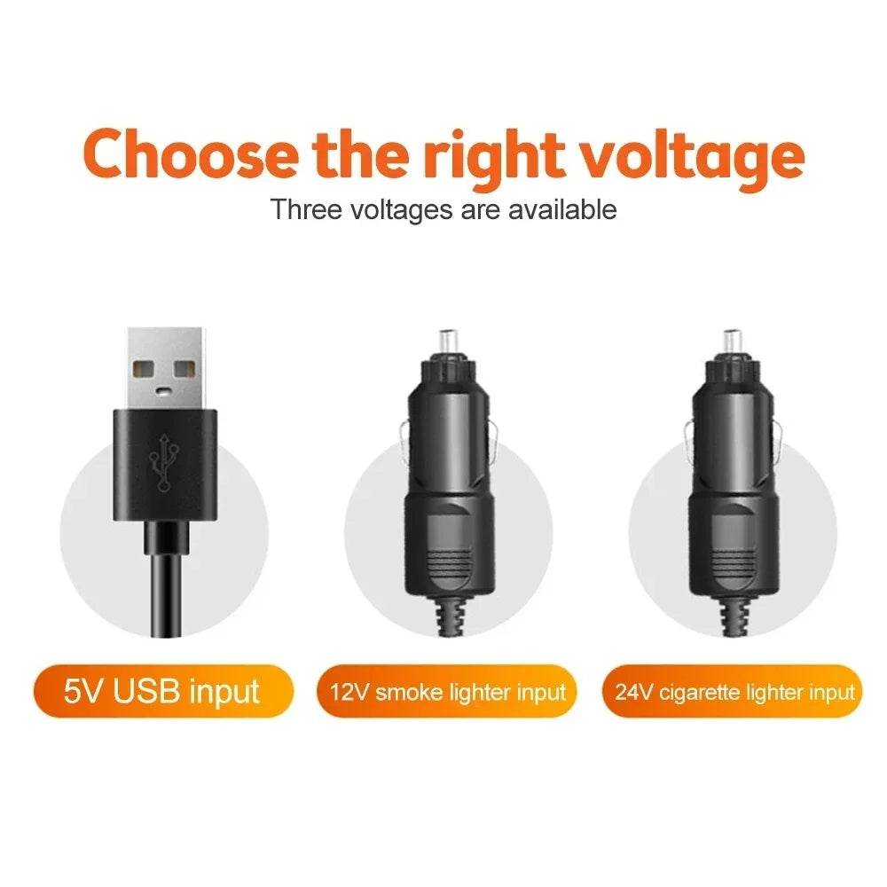 360° Adjustable Car Fan 3 Heads Electric USB 12V/24V - Estalios