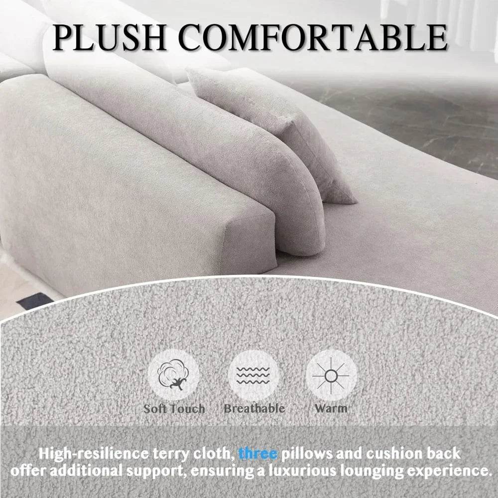 130.5'' Modern Cloud Sofa Couch with 3 Comfy Pillows - Estalios