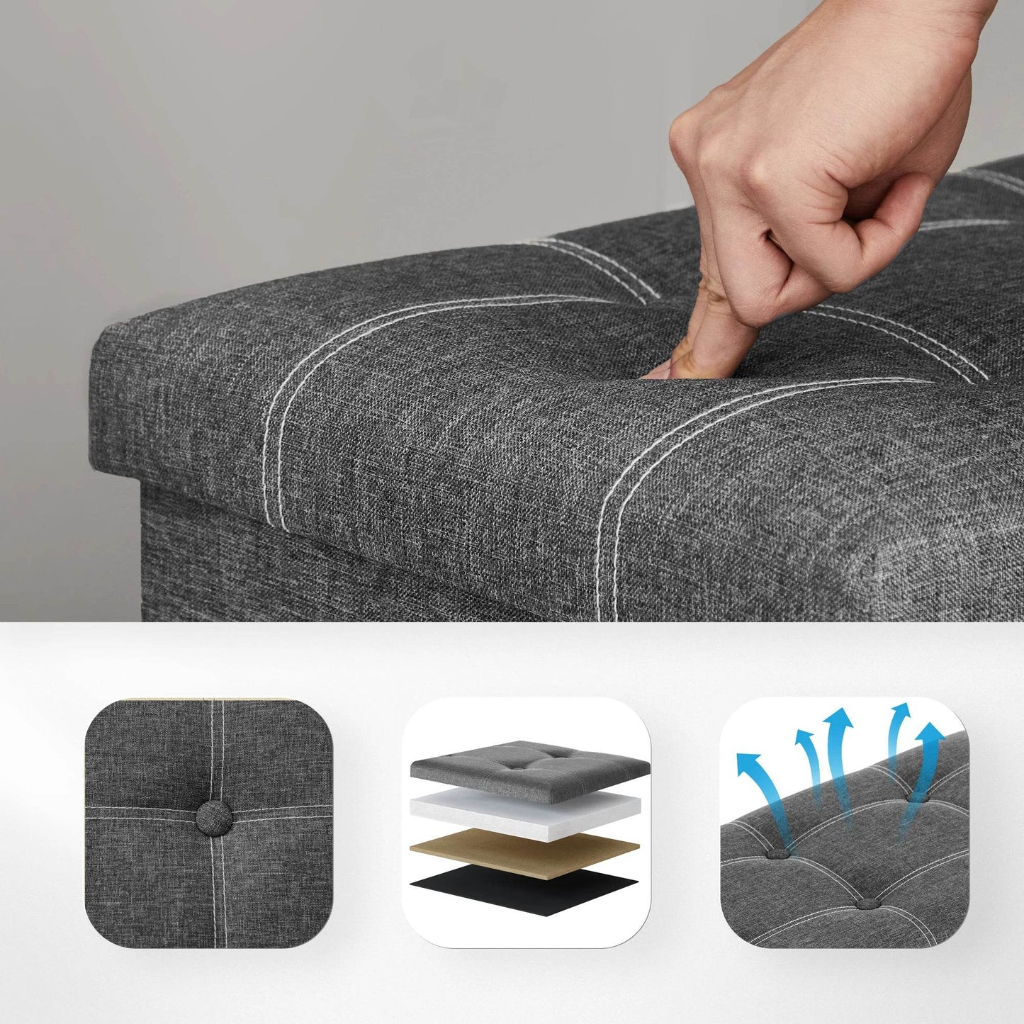 Ottoman Storage Bench, 21 Gal. Folding Chest for Living Room - Estalios