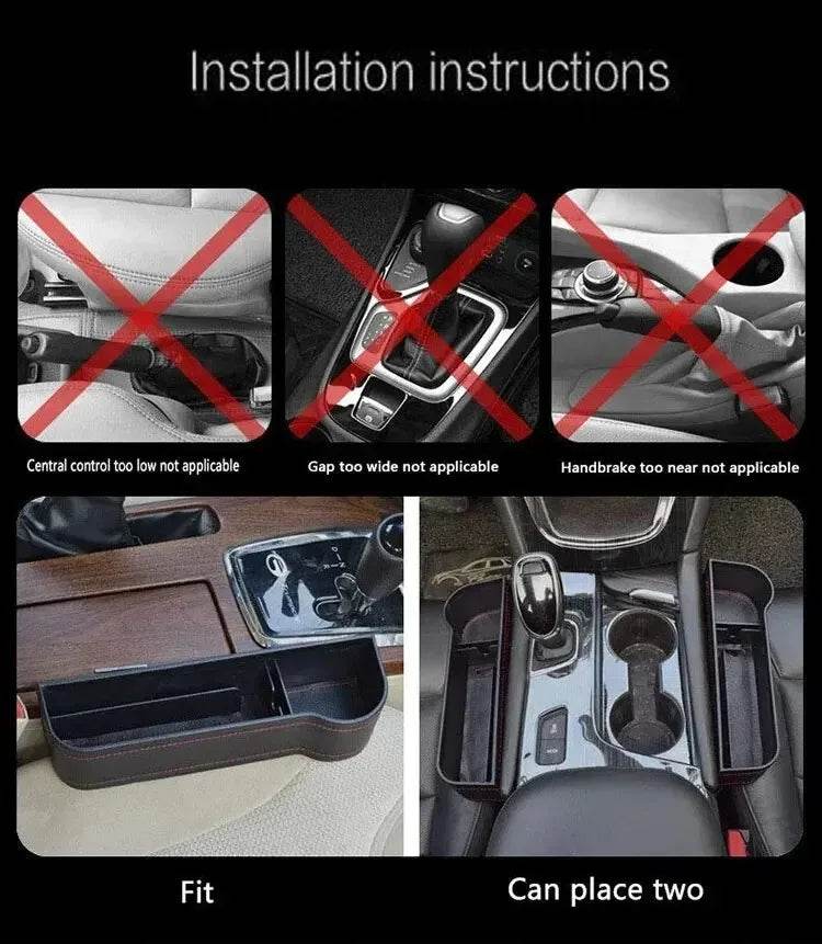 Leather Car Seat Gap Storage Box Multifunctional Organizer - Estalios