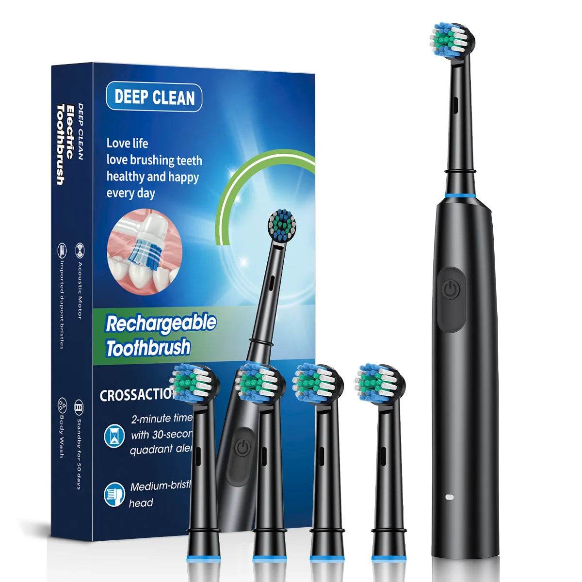 Electric Toothbrush Rotary Cleaning Teeth Brush Waterproof - Estalios