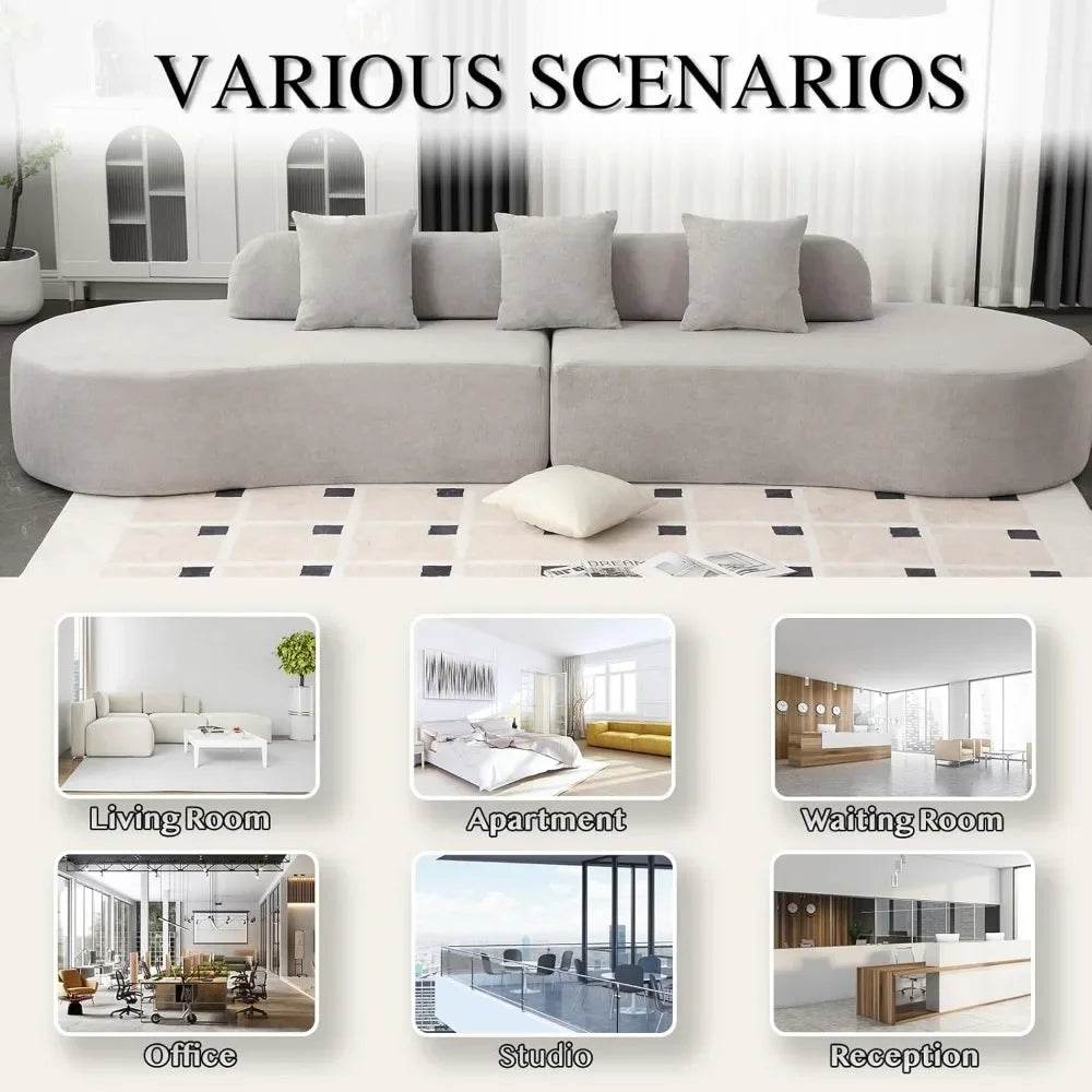 130.5'' Modern Cloud Sofa Couch with 3 Comfy Pillows - Estalios
