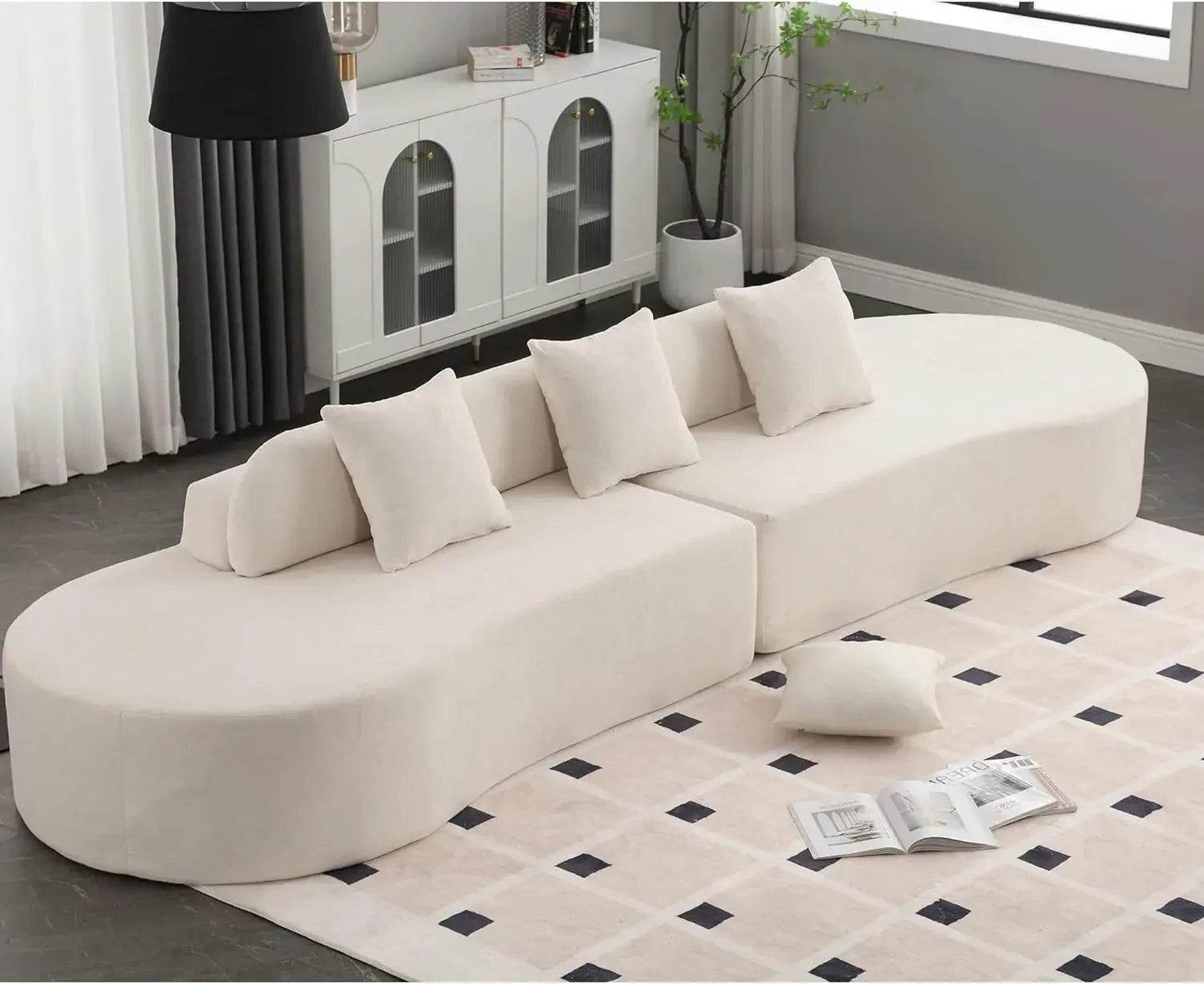 130.5'' Modern Cloud Sofa Couch with 3 Comfy Pillows - Estalios