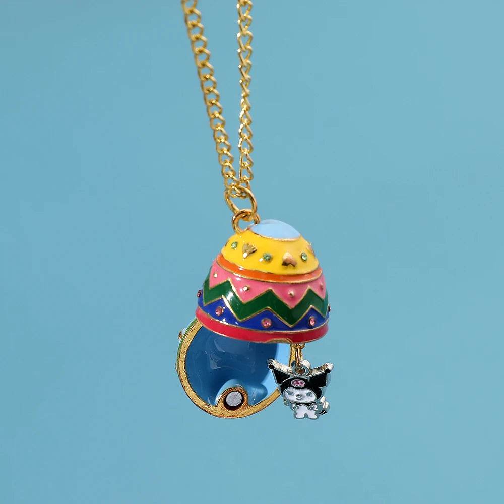 New Design Sanrios Hello Kitty Easter Egg Pendant Necklace Creativity Kuromi Charms Can Opened Easter Egg Toy Necklace - Estalios