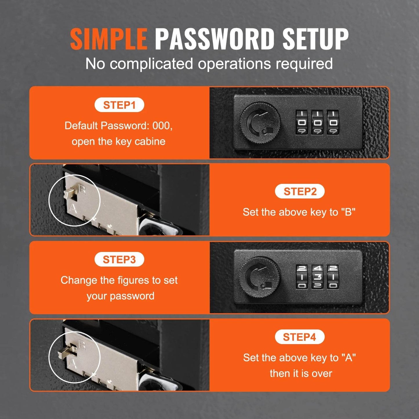 48-Key Lock Box with Adjustable Racks for Secure Key Storage - Estalios